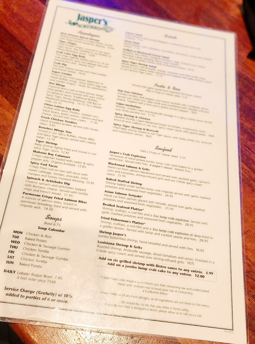 Jasper's Restaurant Menu - Image 3